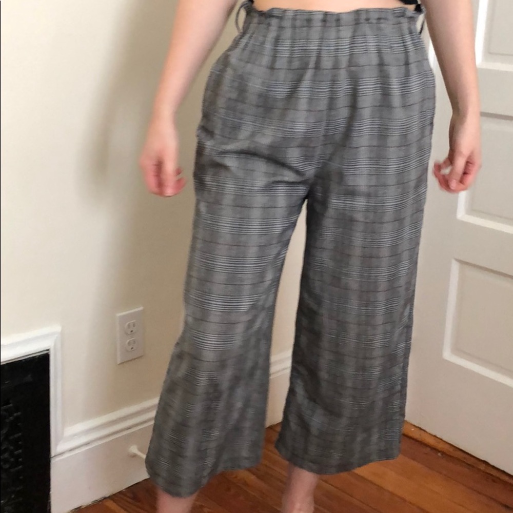 Plaid cropped wide leg